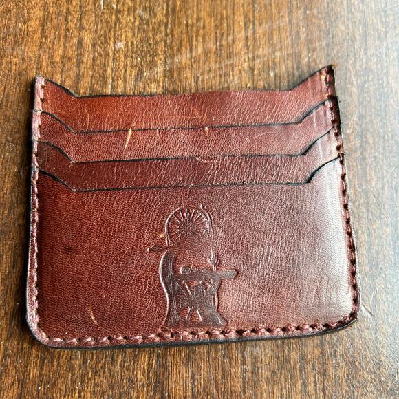 Minimalist Card Holder Wallet Heirloom Quality Leather tooled stamped - Picture 1 of 7